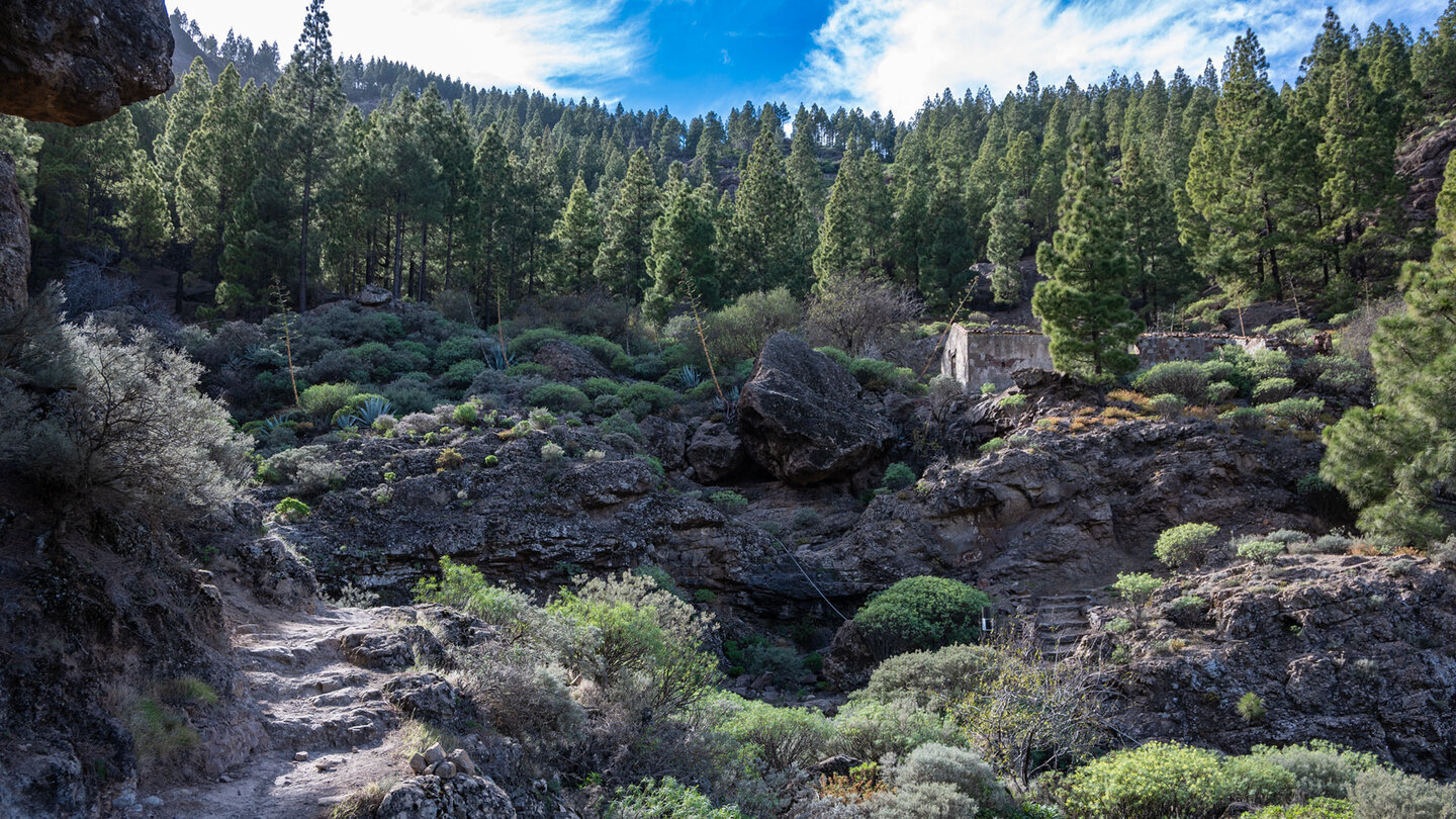 Ruinenhaus in der Schlucht Barranco del Agua.