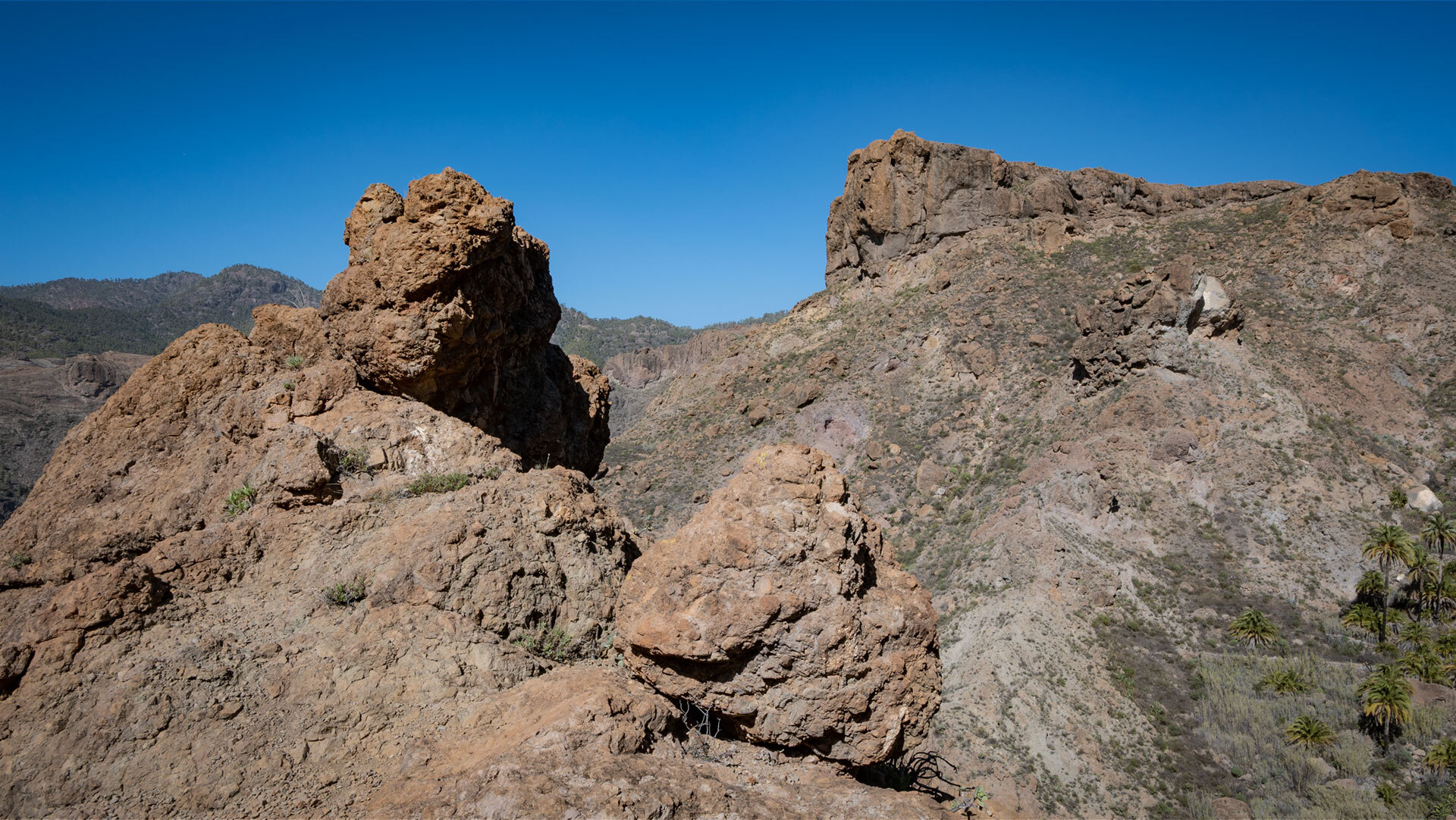 Die Felsformationen entlang des Wanderwegs S-60 bei Soria zeugen von der vulkanischen Entstehungsgeschichte Gran Canarias.