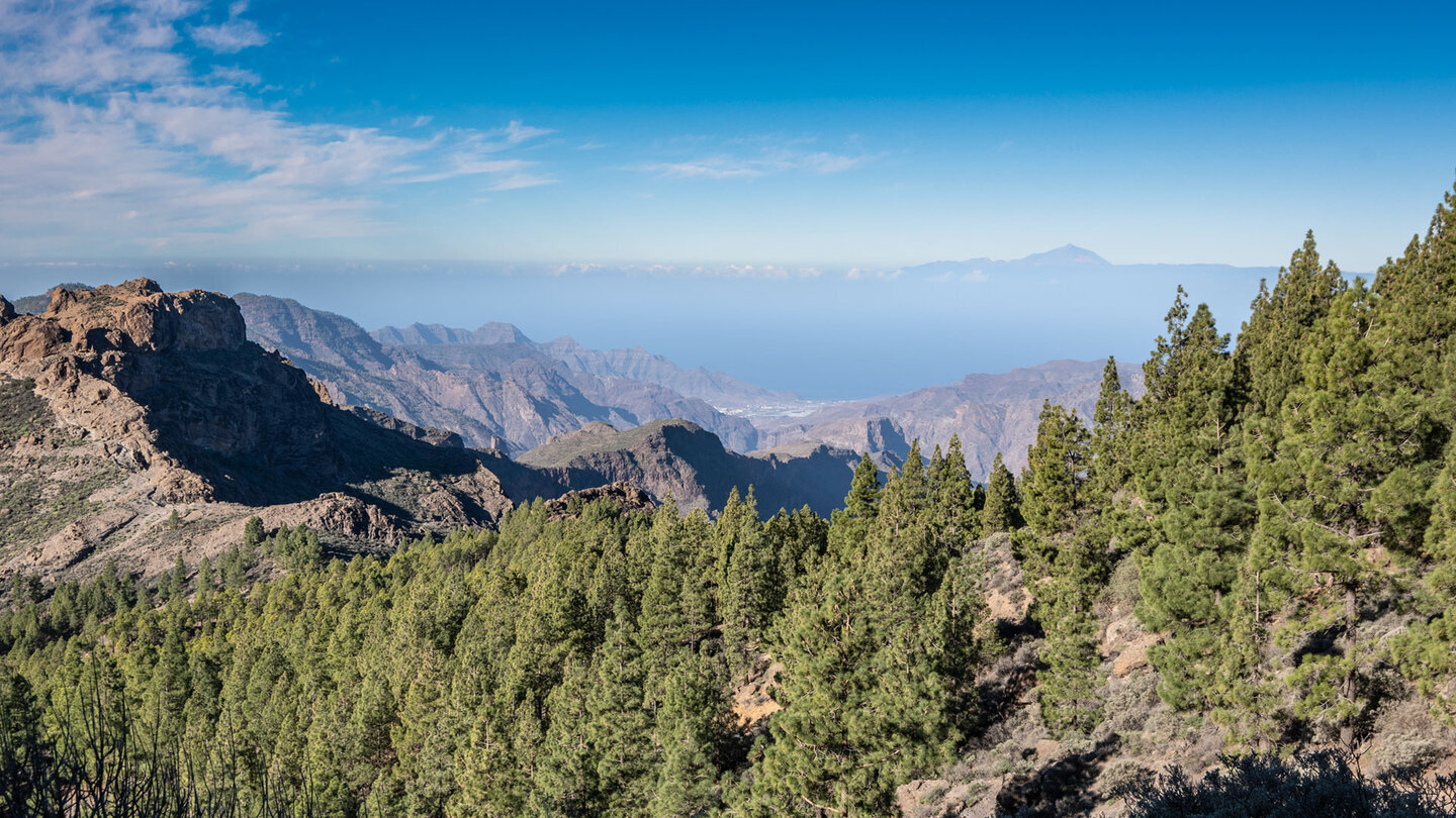 Bergpanorama mit Teneriffa und dem Teide am Horizont.