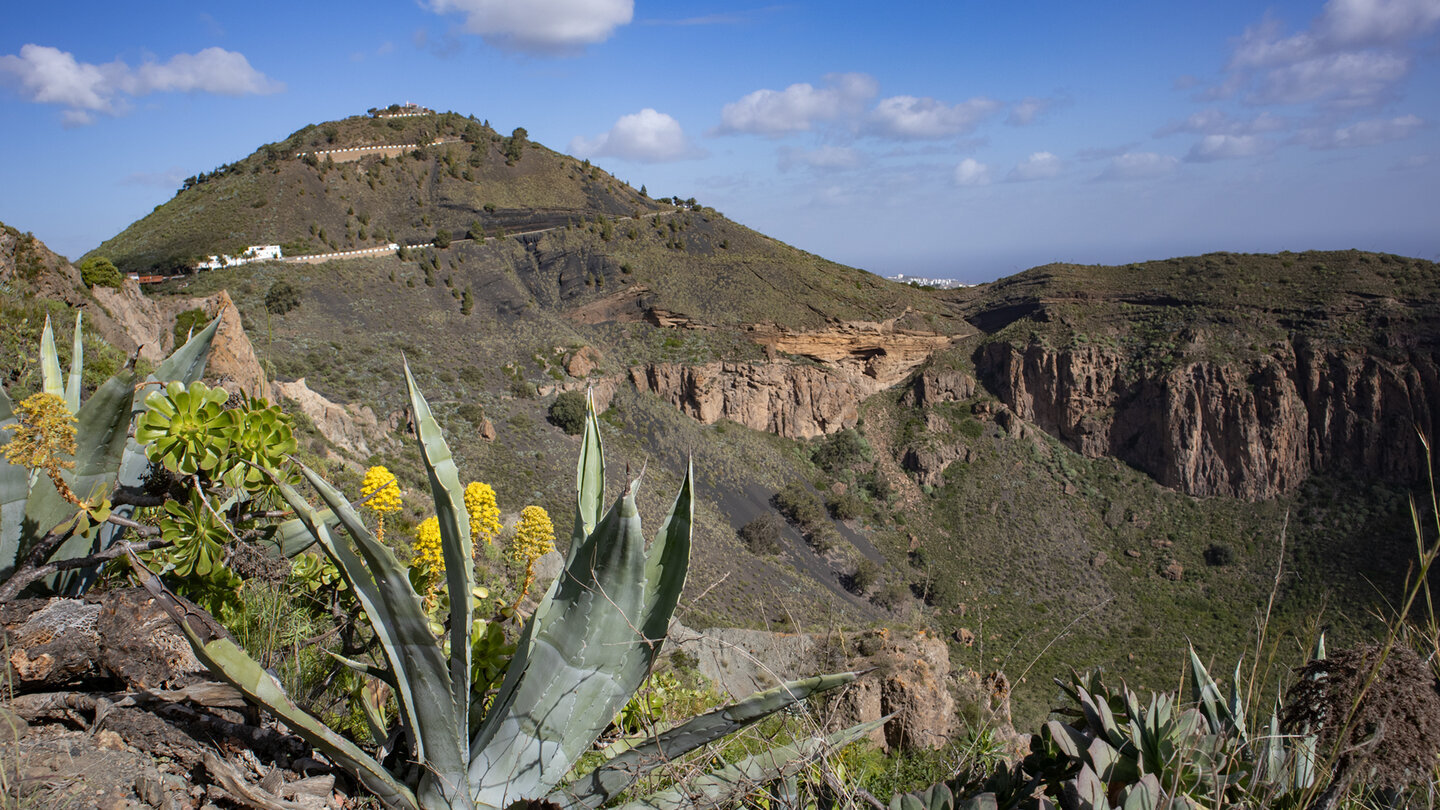 Blick auf den Pico de Bandama entlang der Kraterumrundung – im Hintergrund öffnet sich das Panorama zum Atlantik.