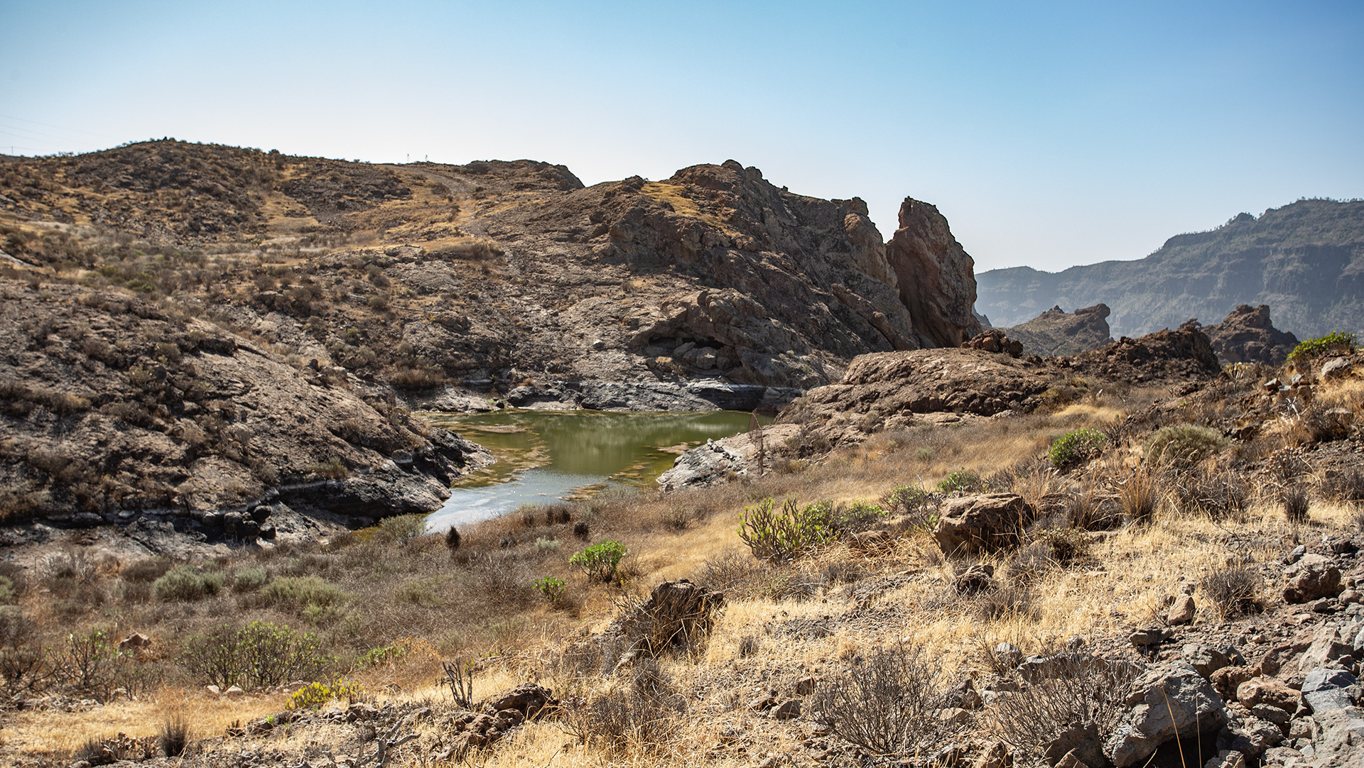 Die Presa Manuel Navarro ist ein Stausee im Bergland Gran Canarias.