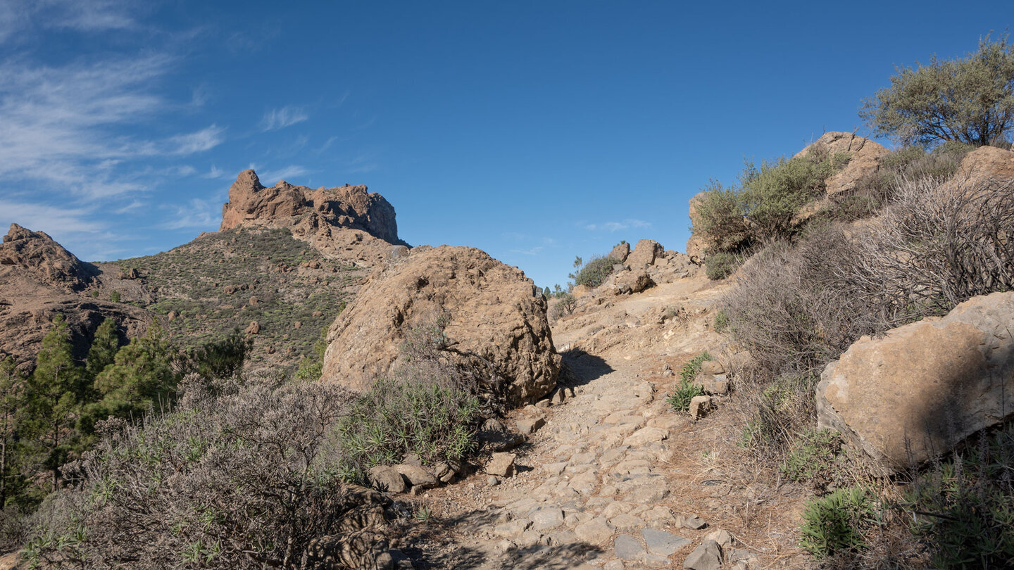 Der Wanderweg S-70 führt mitten durch die schroffe Bergwelt Gran Canarias – ein Pfad, der Wildheit und Weite zugleich erlebbar macht.