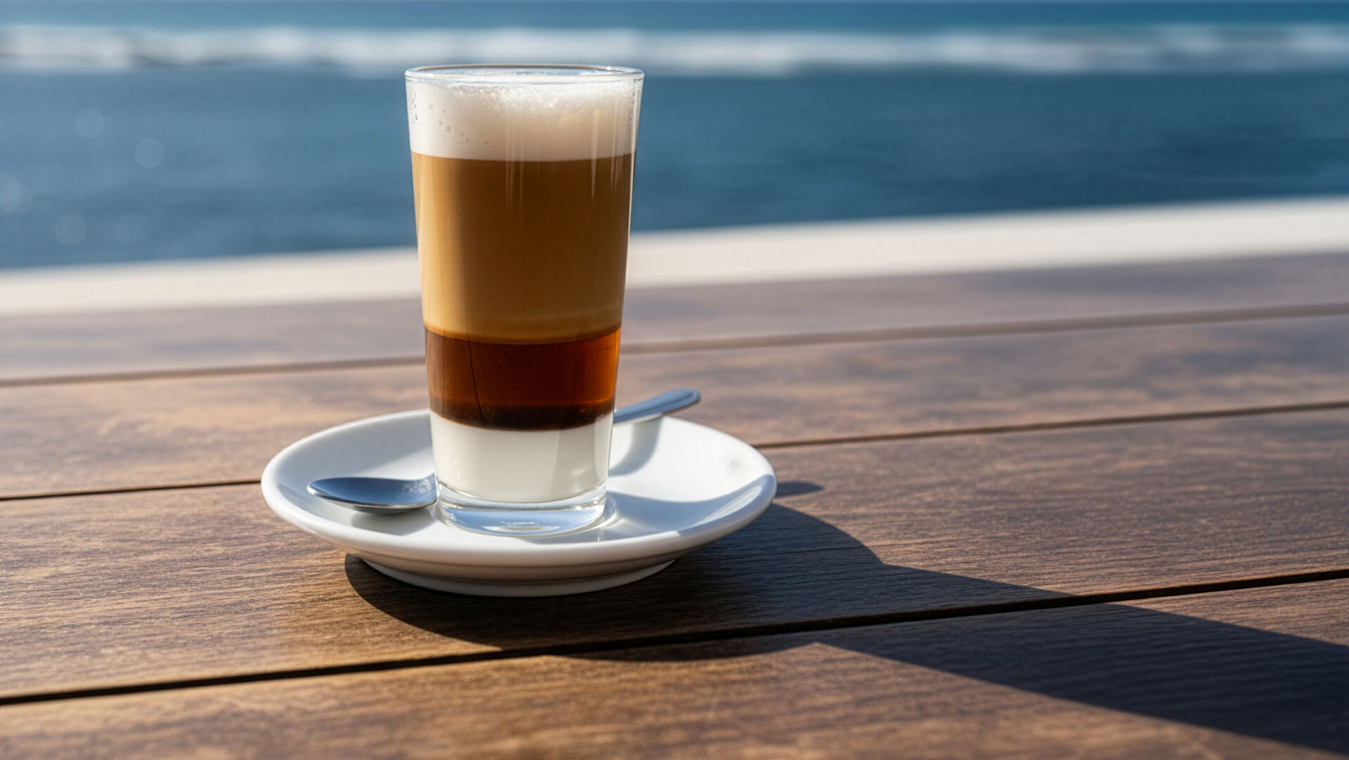 Der Barraquito ist ein traditioneller kanarischer Kaffeeschichttrank aus Espresso, Kondensmilch, Milchschaum und einem Hauch Likör.
