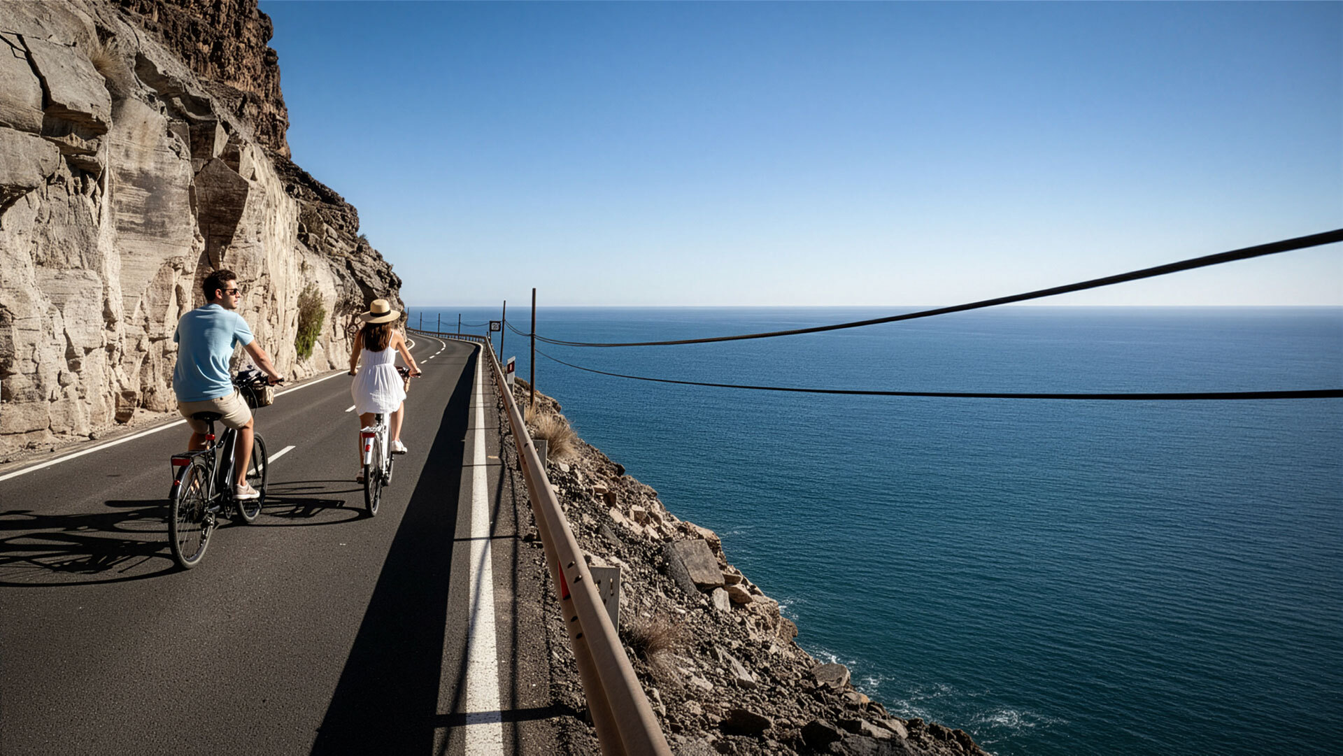 Die südliche Küstenstraße Gran Canarias eignet sich ideal für Einsteiger und E-Bike-Fahrer – flache Strecken mit Blick auf den Atlantik.