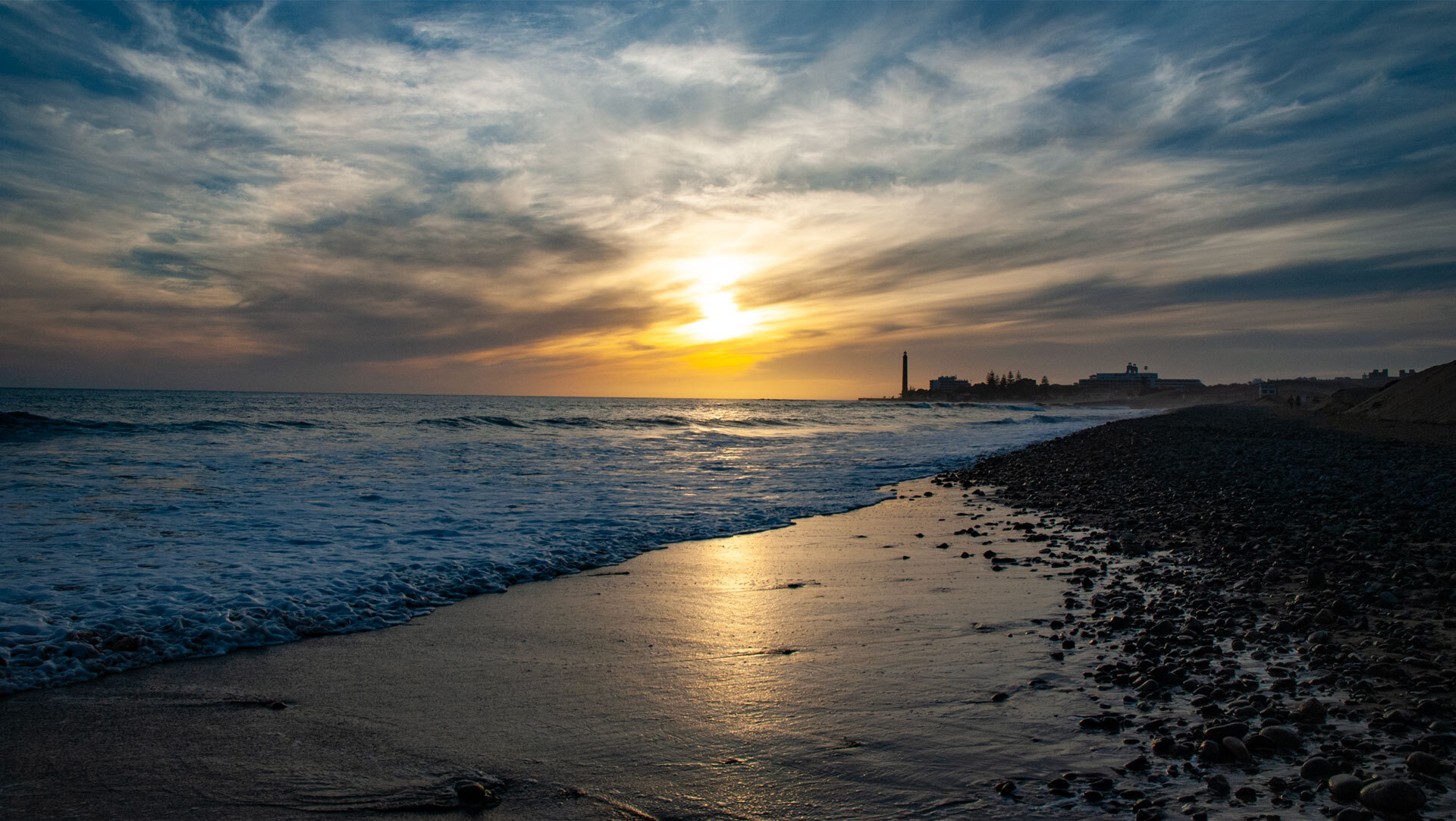 Abendstimmung mit Blick auf den Faro de Maspalomas