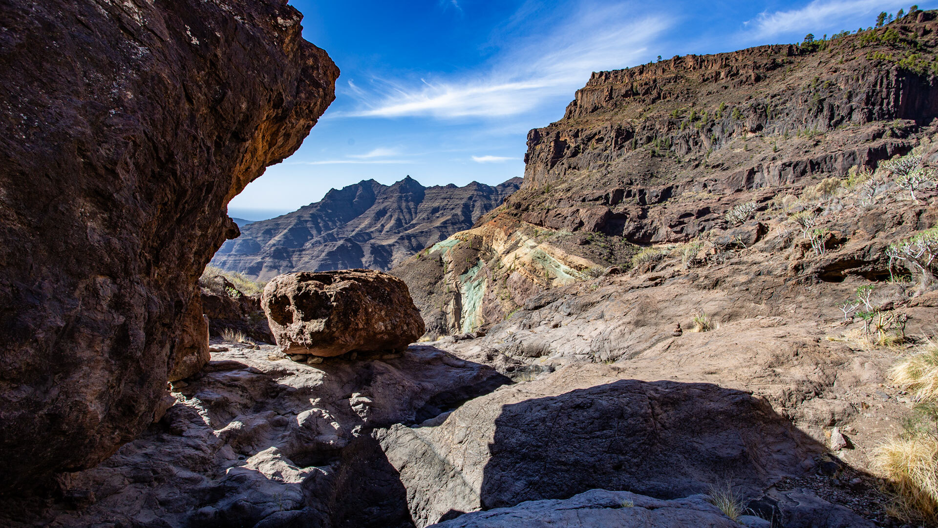 Felsschlucht Charco de las Aneas bei den Azulejos, Gran Canaria.