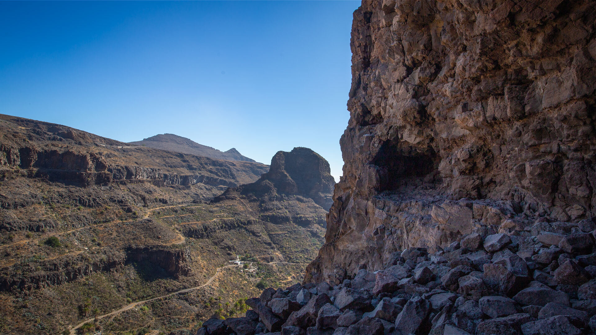 Bilck von der Fortaleza Grande ins Barranco de Tirajana