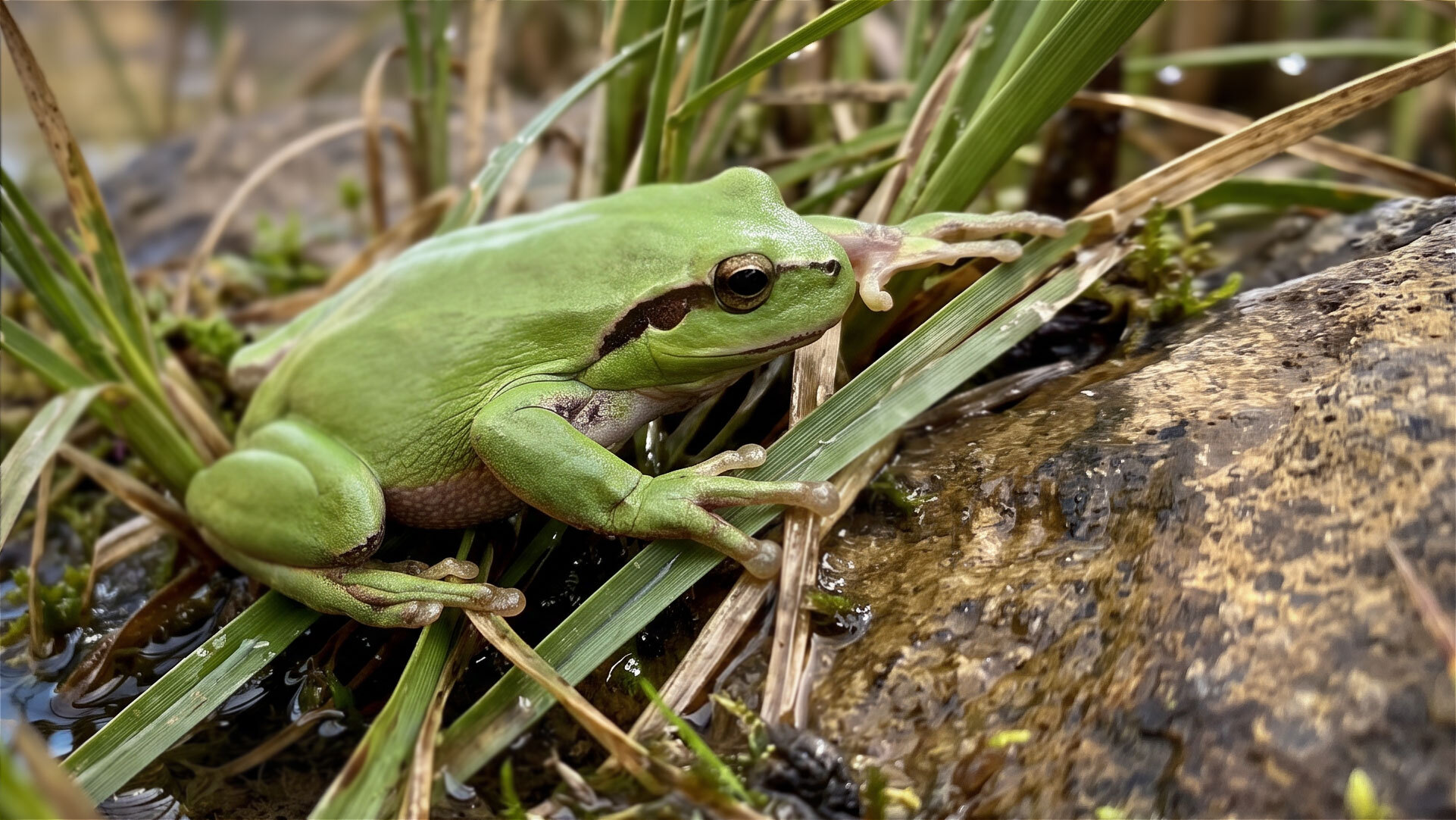 Der Kanarische Laubfrosch verbirgt sich in feuchten Schluchten.