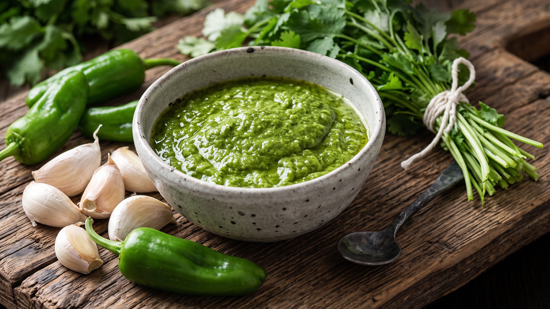 Mojo verde – frisch-kräuterig in sattem Grün, die mildere der beiden klassischen Saucen der kanarischen Küche.