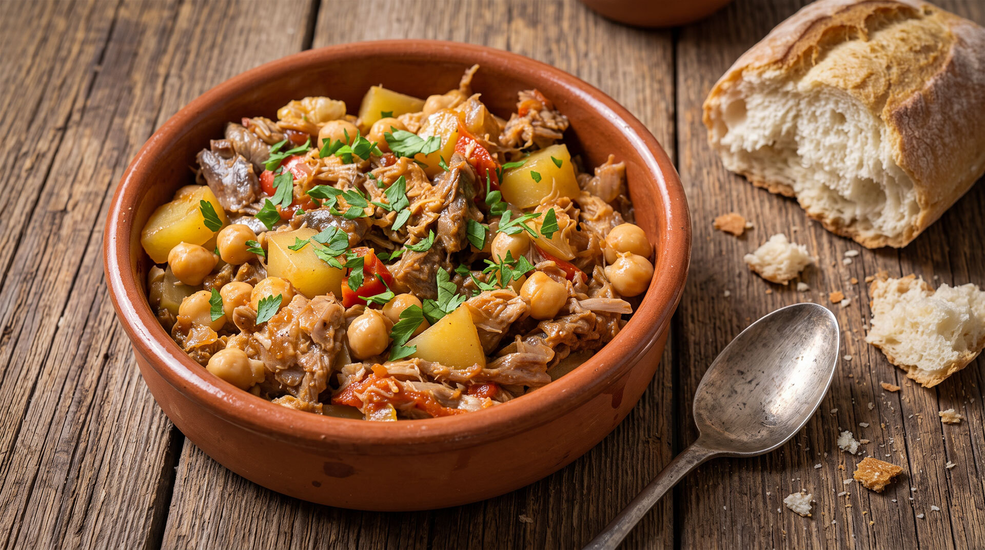 Ropa Vieja Canaria ist ein traditioneller kanarischer Eintopf aus Fleisch, Kichererbsen und Gemüse.